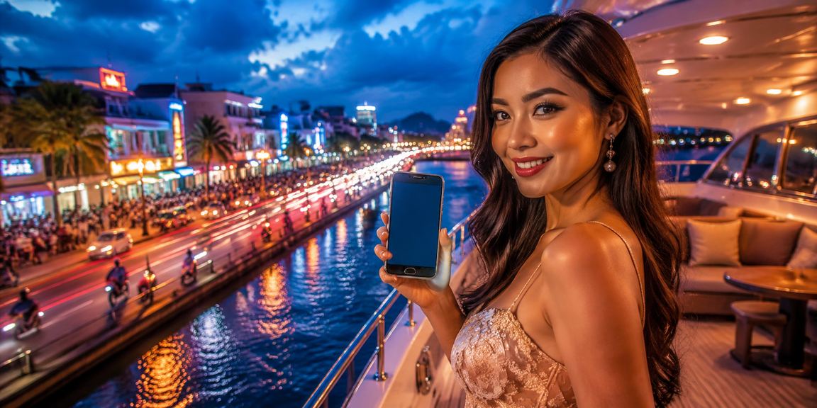 Tampilan VIP neon kasino dengan nuansa high-end dan eksklusif